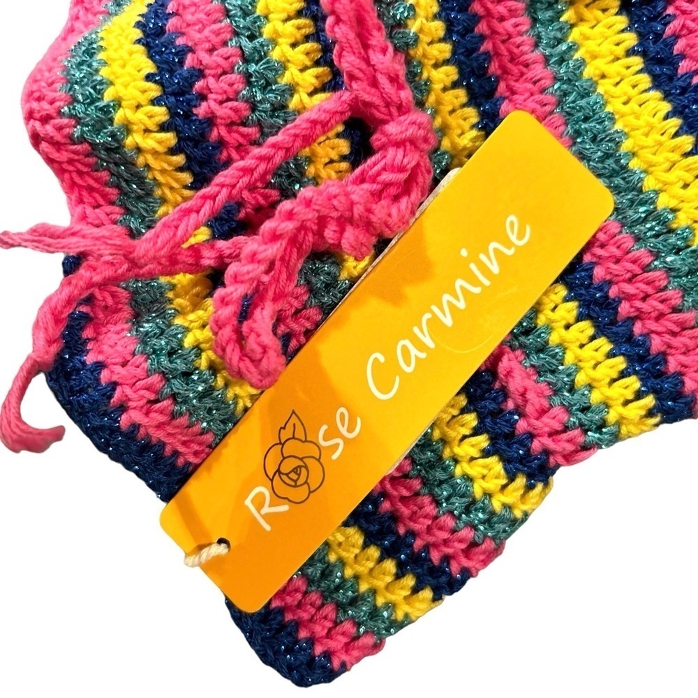 Rose Camine NWT multi coloured striped Crochet  Summer Bucket Hat - Picture 4 of 5